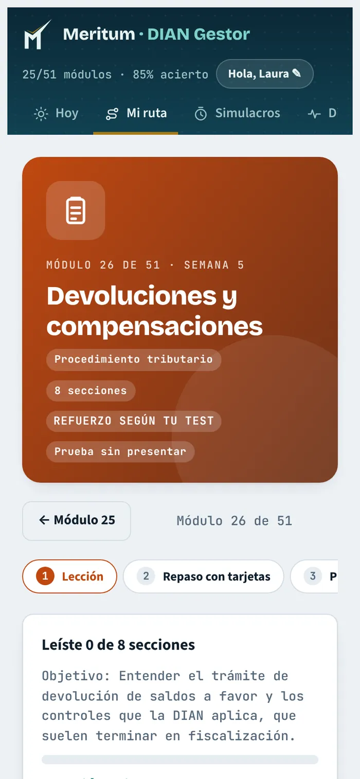 Lección del módulo Requerimiento especial en el celular