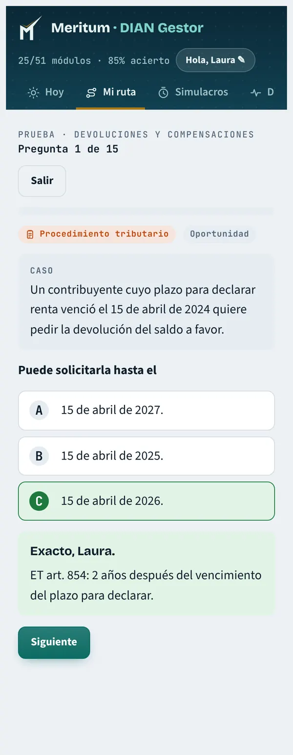 Respondes y aprendes: preguntas tipo caso con la explicación y el artículo.